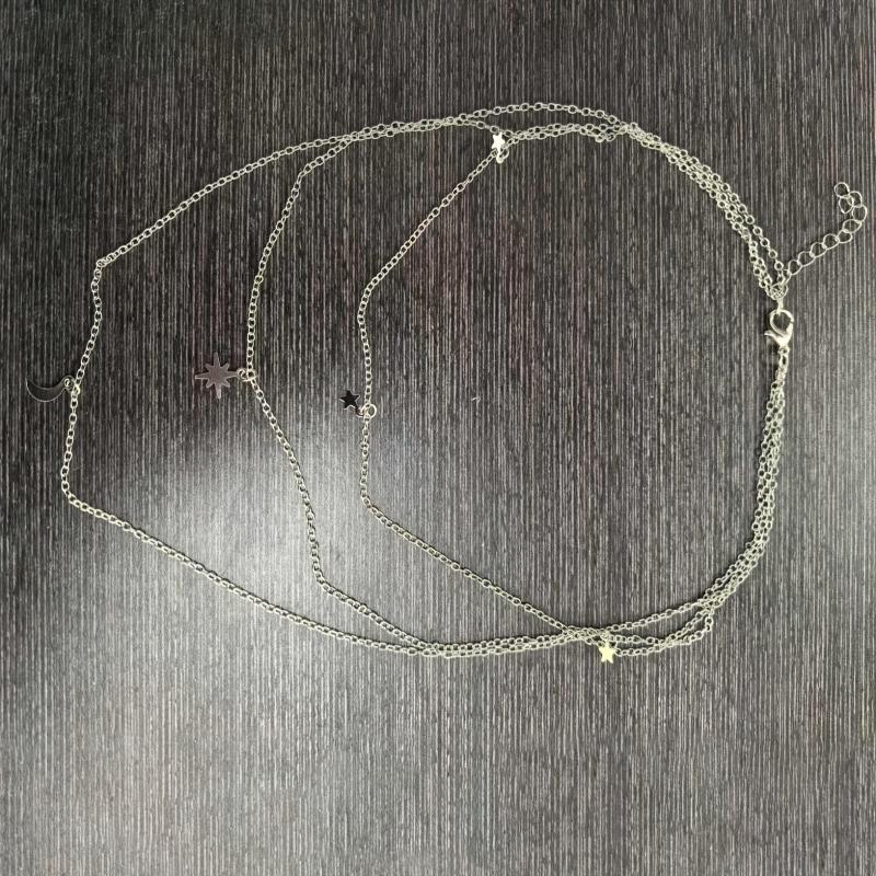 Layered Star Moon Pendant Necklace for Women, Bold Chunky Chain Jewelry, Ins Style Gold-Tone Alloy Stackable Everyday Accessories