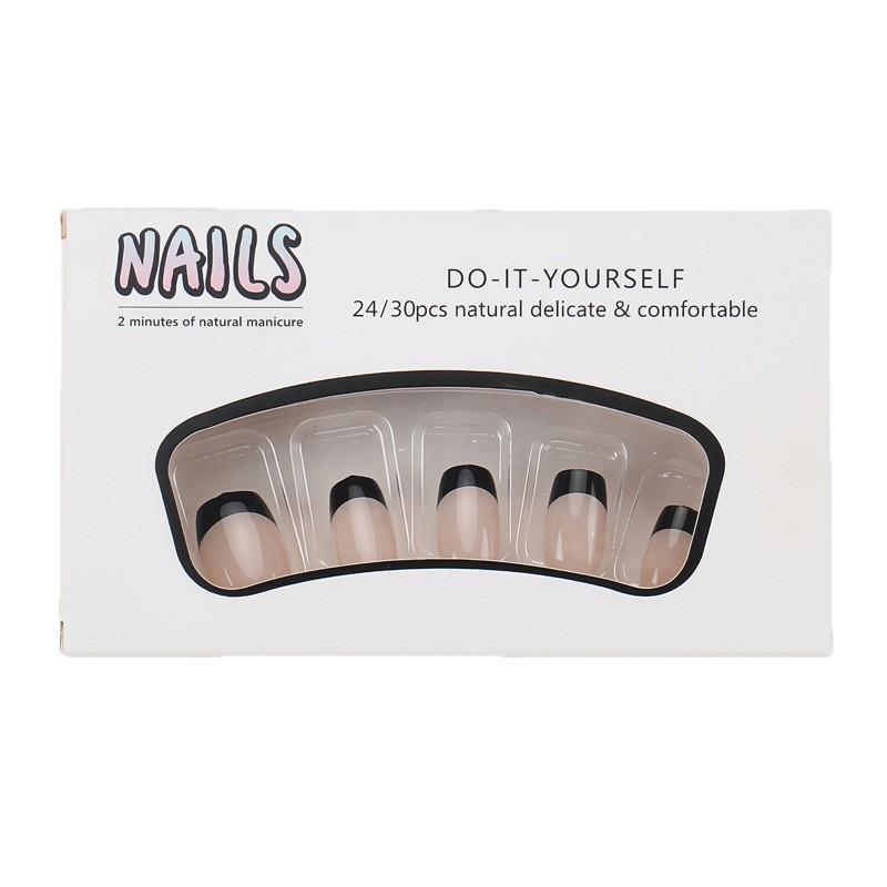 Fake Nail Pieces Wear Nails Boutique Minimalist Black French Edge Short Style High-end European And American Hotties