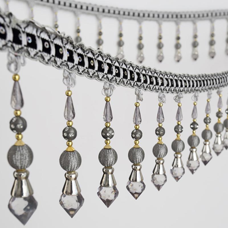 1/2/3M Шторы Отделка Кристалл Бусины Украшения Кружева Кисточки Аксессуары Подвеска Шар Тыквенные Бусины Декор Край Лента Обивка