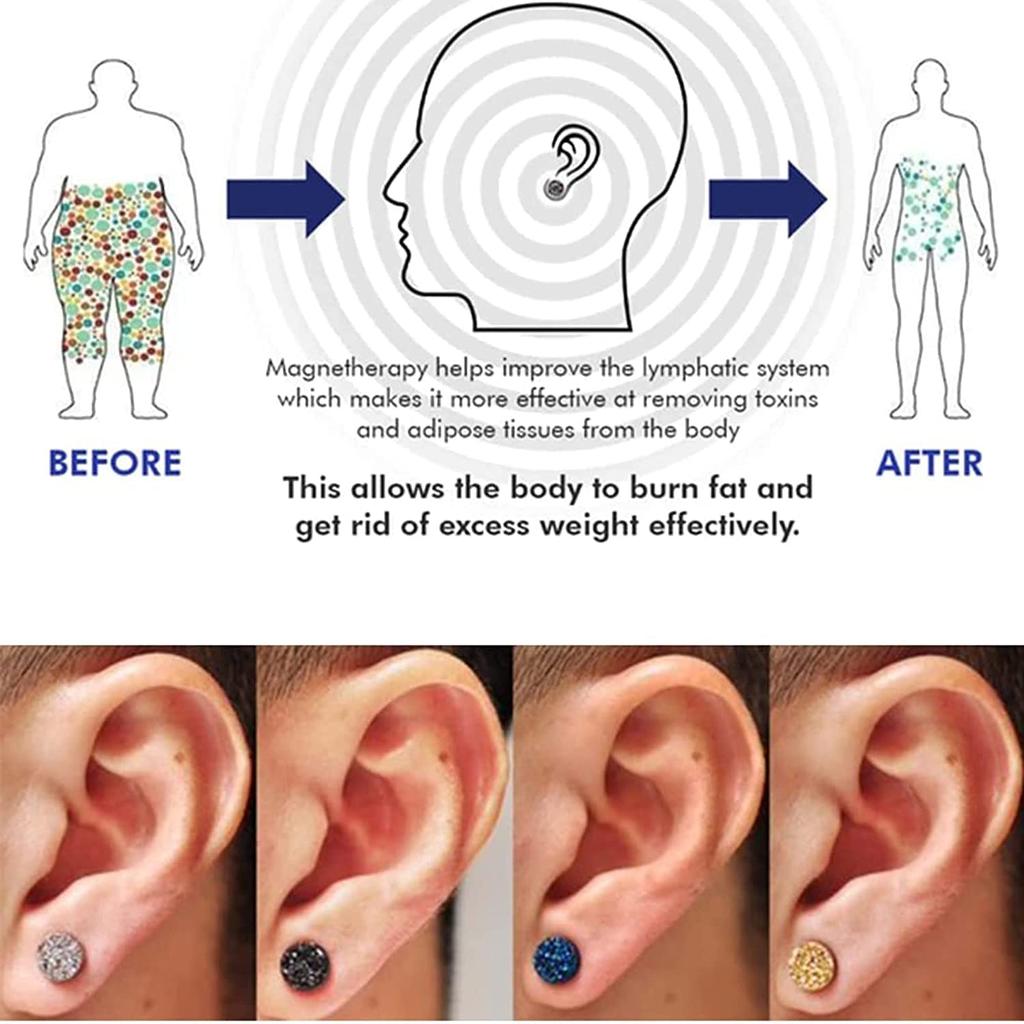 Магнитологические лимфвитационные германиевые серьги, непирсинговые серьги для акупрессуры, магнитные серьги-гвоздики для женщин и мужчин, магнитные серьги с кристаллами