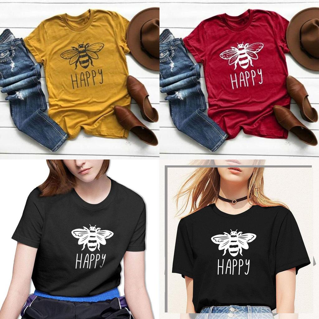 Women Graphic Bee Print T Shirts Cute Soft Loose Fit Summer Casual Tee Sizes S 5xl