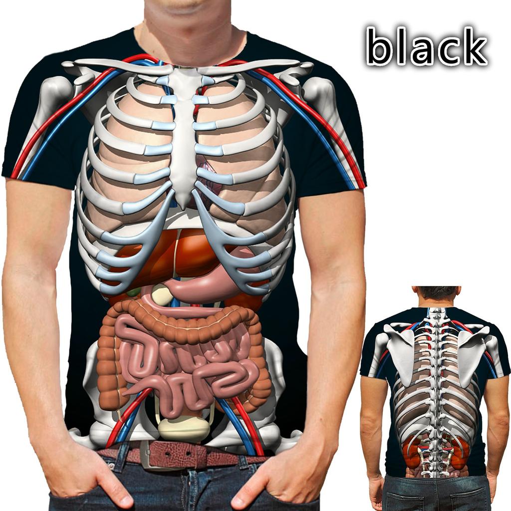 Funny Cosplay Male Skeleton Internal Organs 3D Printed T-Shirt Fashion Short-Sleeved Gothic Skull Men T Shirt