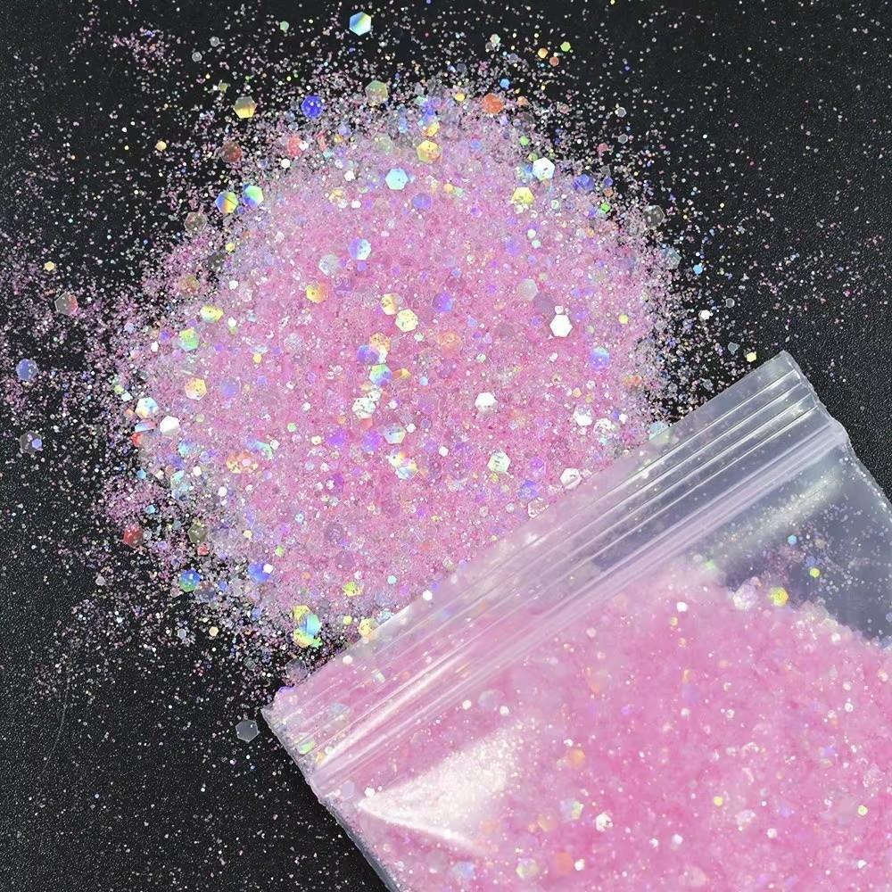 50G Holographic Nail Diamond Glitter Sequins Hexagon Holographic Glitter Polish Decoration