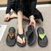 Pinch Slippers Fashionable Thick-bottomed Sandals New Flip-flops Women's Seaside Beach Summer Outdoor Non-slip
