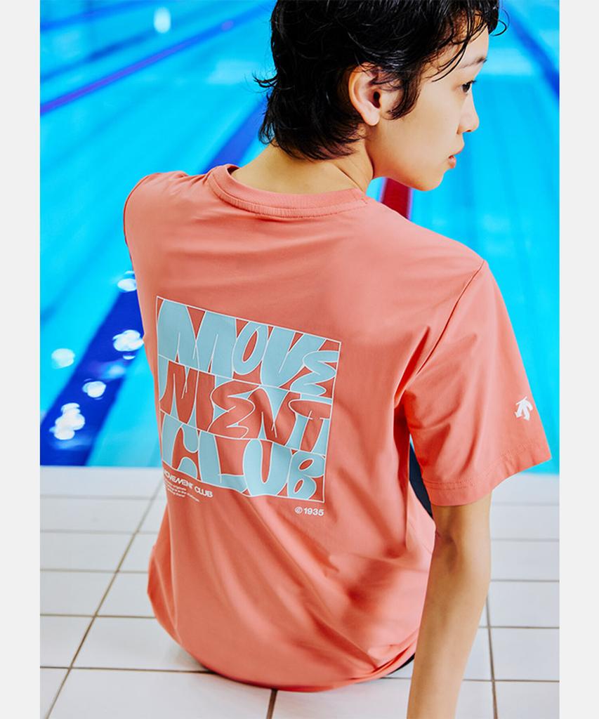 DESCENTE Cooling Tricot Wording White Graphic Short Sleeve T-Shirt Pink Sr223Ets58 (A Type)