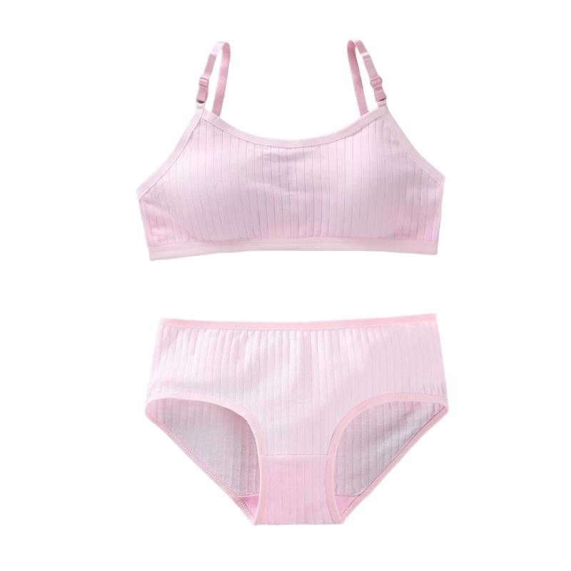 Teen Girls Training Bras Panties Set Kids Puberty Young Girls Cotton Sport Underwear Student Children Camisole Underclothes