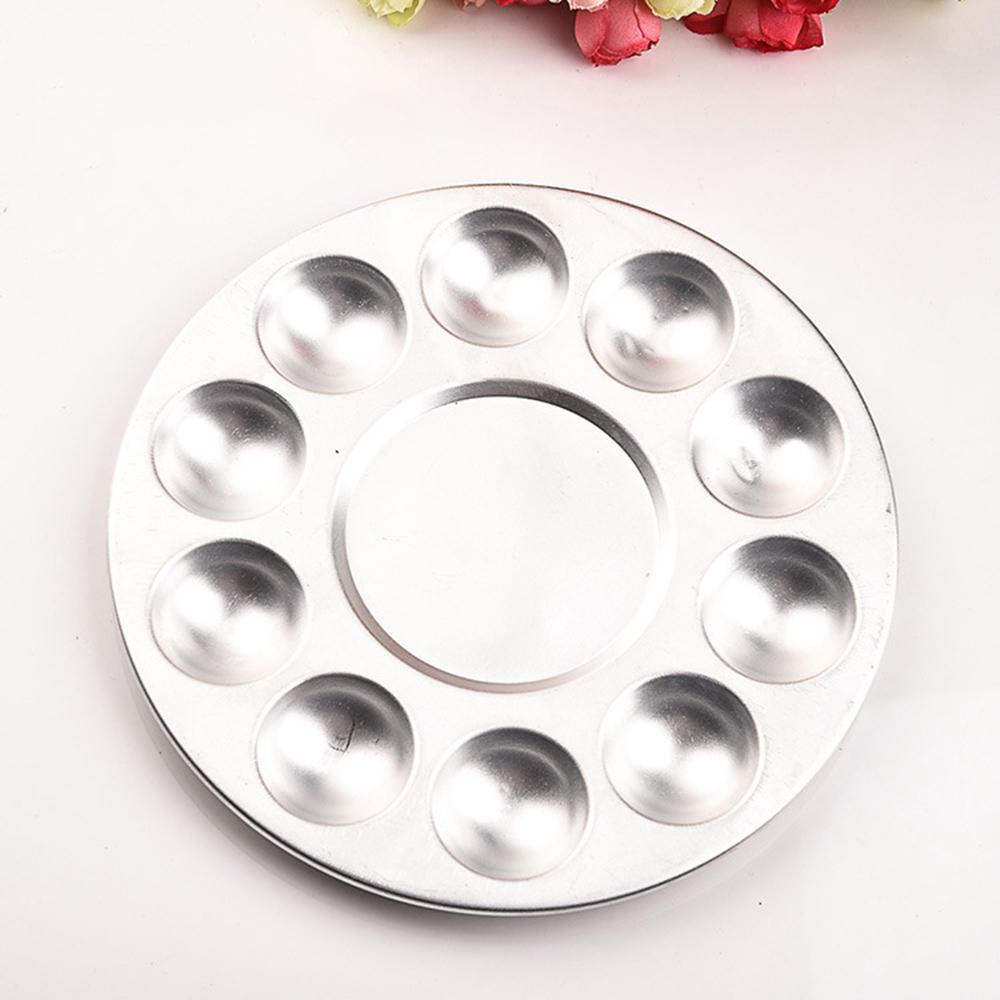 10-Hole Aluminum Circular Palette Art Paint Drawing Tray Color Palettes For Oil Watercolour Painting Pallet Office Supplies