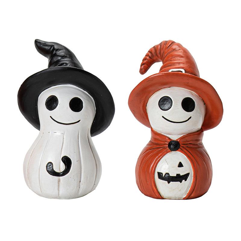 1pcs Creative Halloween Resin Figurines with Smiling Ghost Design Large Cute Ghost Statue for Festival Home Party Decoration
