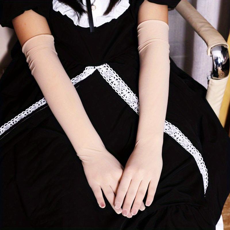 Сексуальные кружевные тонкие прозрачные полые дышащие длинные перчатки, высокоэластичные, однотонные, женские, мужские, белые, черные, обтягивающие, для косплея