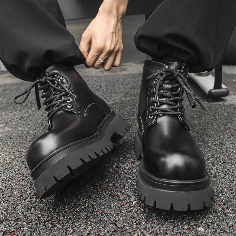 Thick-soled six-hole short tube heightening low-top Martin boots men's versatile retro British spring and autumn ins single boots 70044-J