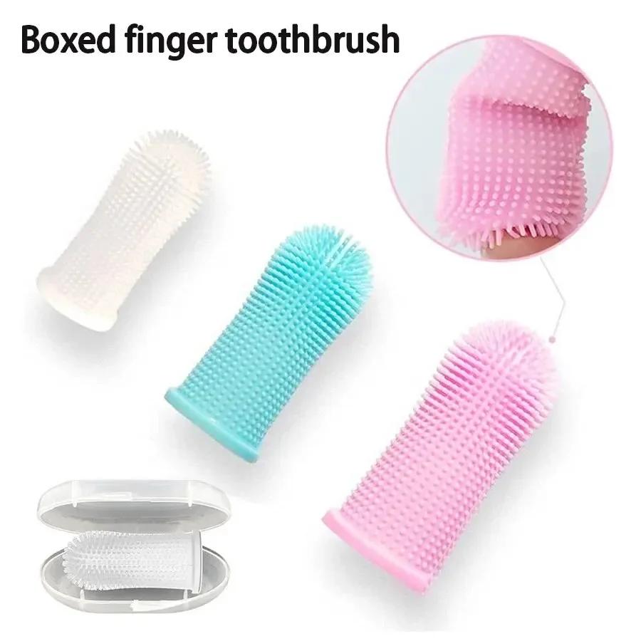 Чистящие средства для зубных щеток Pet Finger для кошек и собакЗубные щетки для чистки полости ртаСиликоновые щетинки