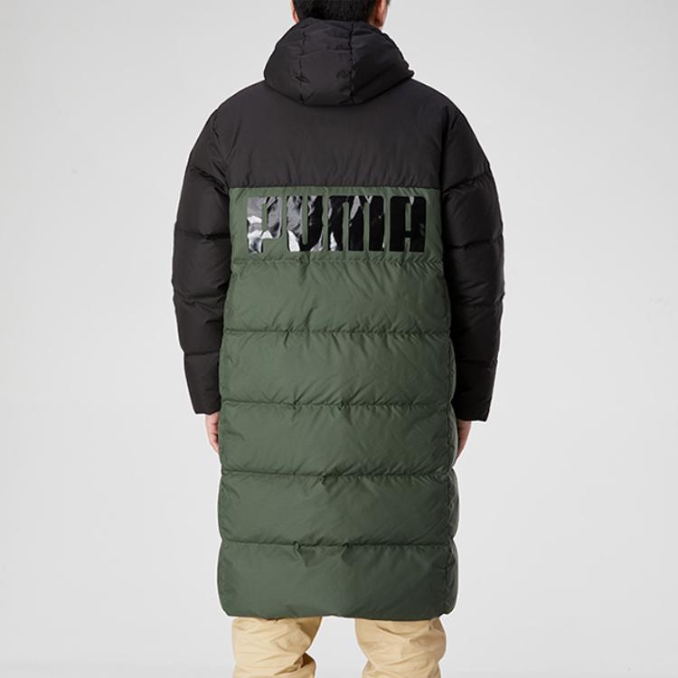 Puma Long Oversized Down Jacket With Logo Print And Hood Men Outerwear Dark-Green 585403-64