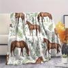 Fresh Flowers Horse Leopard Print Flannel Blanket High quality Comfortable for All Seasons Home Decor Warmth and Comfort Perfect for Christmas Gifts