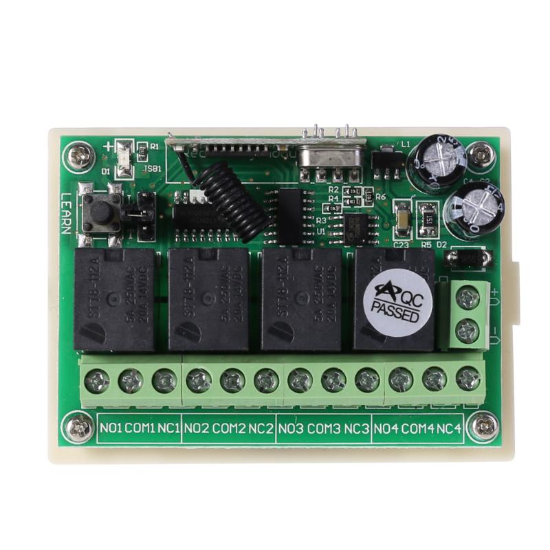 New DC 12V 4CH Wireless Remote Control Switch 1 Receiver + 2 Transmitters 433MHz