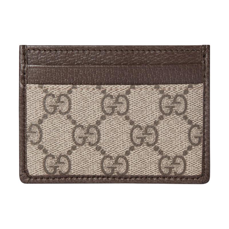 Gucci Ophidia двойная буква G фурнитура светло-золотого цвета аксессуары держатель для карт из кожи и канваса обычный женский бежевый и коричневый