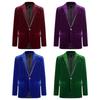 Boys Formal Blazer Velvet Material Notch Lapel One Button Flap Pocket Tuxedo Jacket Fully Lining Outwear