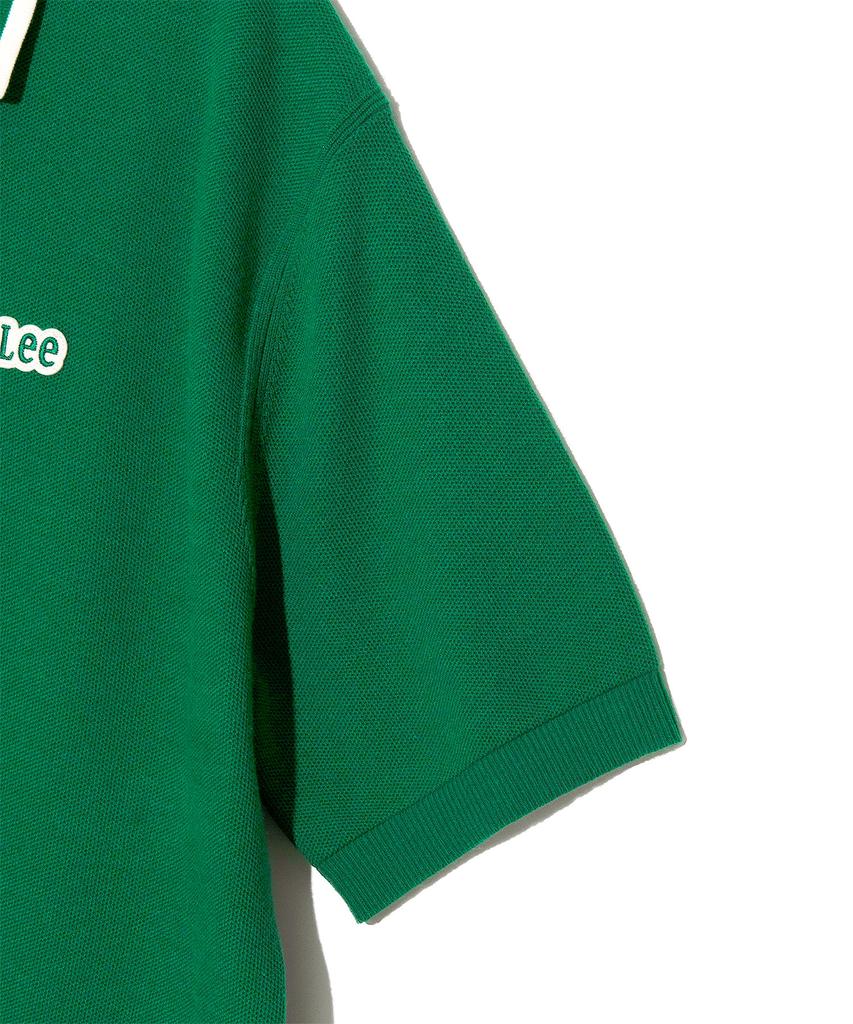 LEE Collar Contrast Short Sleeve Knit Green