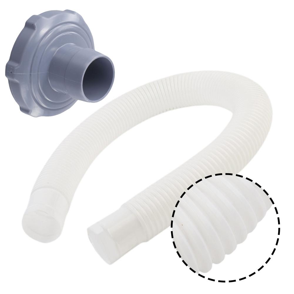 Gray Wavy Pool Skimmer Hose With Adapter 25016 11238 For Easy Installation Leak Resistant Connection Swimming Pool Equipment