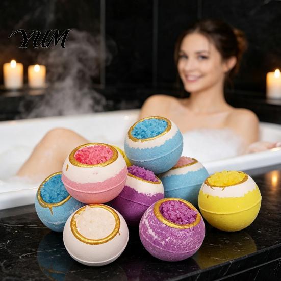 Bathing Accessories 100G Handmade Sea Salt Bath Bombs, Natural Plants Extract Essential Oils Fizzies Ball Ball, Dry Skin Moisturizing Shower for Women