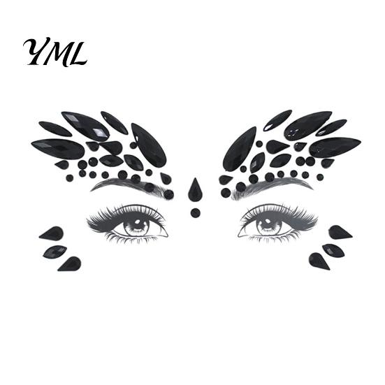 Easter Eve Party Gems Face Makeup Temporary Tattoo Sticker, Faux Crystal Jewelry Flash Nightclub Rhinestone Teardrop Eyeliner Decoration for