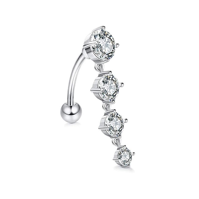 Belly Button Ring Jewelry Piercing Fashion 316L Surgical Steel Sexy 1Pc Charming Cubic Zirconia Double Round Unique