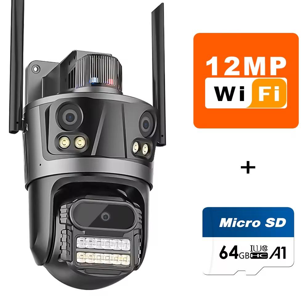 LS VISION ICsee Security PTZ Camera 6K 12MP HD Three Lens 8X Zoom Outdoor WiFi Wireless CCTV Video Surveillance Auto Tracking Home Protection