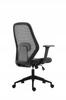 Ergonomic black and gray mesh office swivel chair on wheels