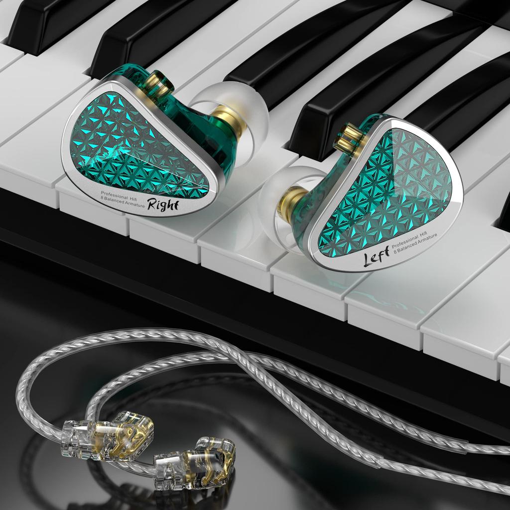 YINYOO KZ AS16 PRO 16BA IEM Earphones Monitor Headphones Stereo Sound Wired Earphones Headset Green In-Ear In-Ear (With Microphone)