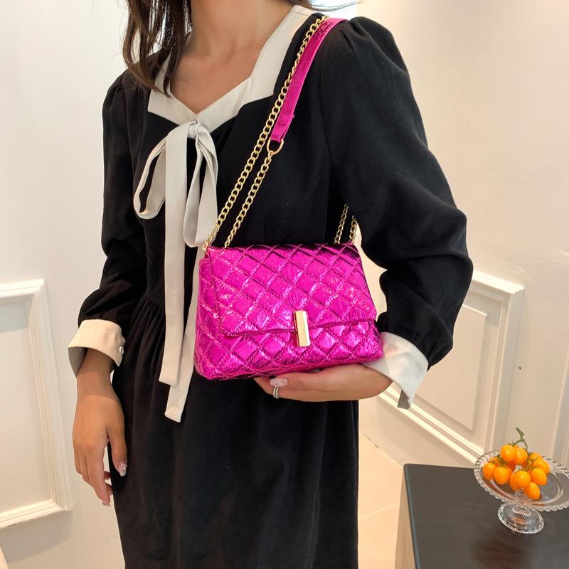Luxury Laser Design Chevron Quilted Shoulder Bag Women'S High Quality Embroidered Thread Pu Leather Crossbody Messenger Bag