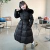 Girls' Winter Extended Down Cotton Jacket Children's Belt with Big Hairy Collar Warm Pink Black Cotton Coat