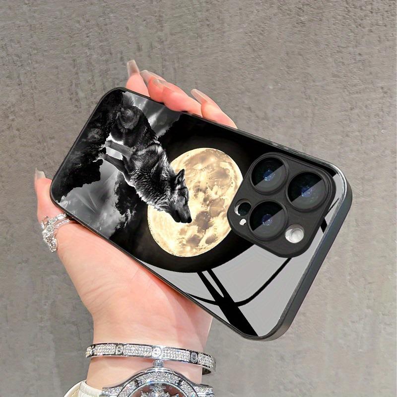 Стильный чехол для телефона из стекла с рисунком ночного волка для iPhone 17 16 15 14 13 12 11 Pro Max 16E 17Air 7 8 15 Plus XR XS X
