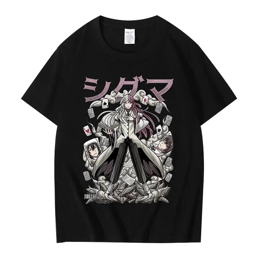 Аниме Bungou Stray Dogs Футболка Sigma Unisexga Графическая футболка Унисекс Женская Harajuku Повседневная хлопковая футболка большого размера с коротким рукавом унисекс