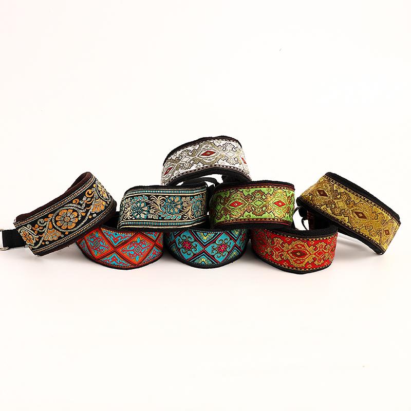 Comfortable Soft Cosy Elegant Whippet Italian Greyhound Martingale Collar Width5.5cm Gold/silve/red/green