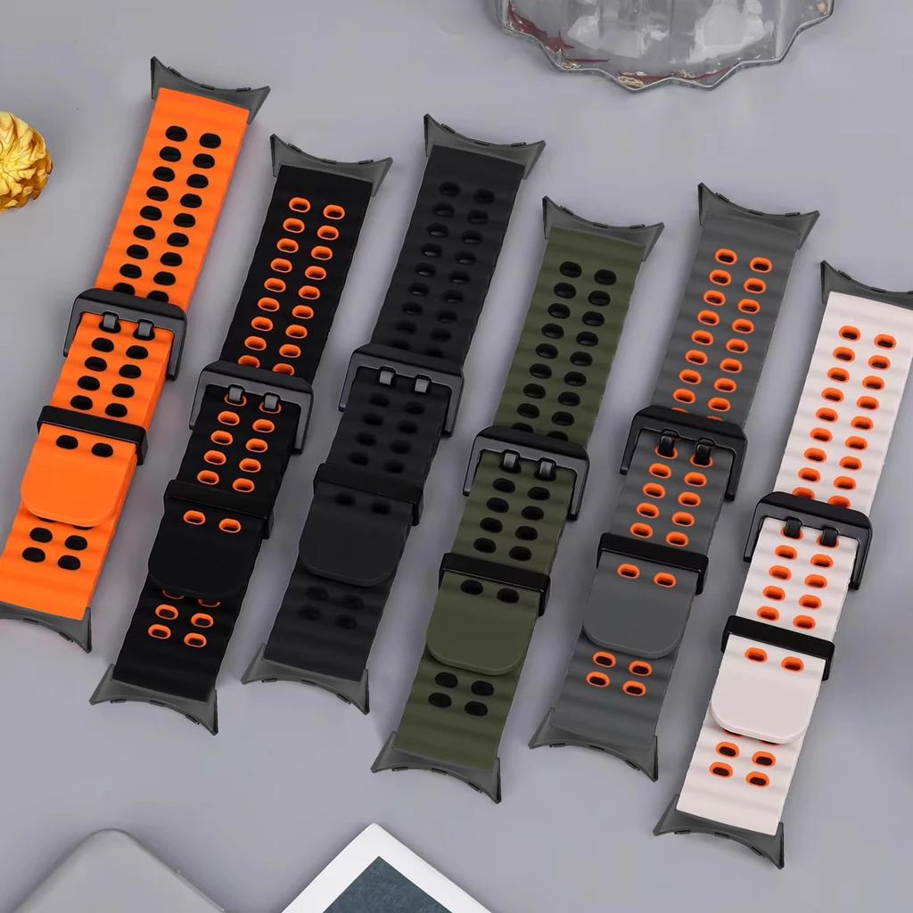Морской океанический ремешок для Google Pixel Watch 4/3 45 мм Двухцветный силиконовый ремешок для Pixel Watch 3/4 45 мм Дышащий спортивный браслет