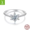 Shining Six-Claw Mozzarella Diamond Ring Wedding Ring Romantic Snowflake S925 Sterling Silver Ring For Girlfriend