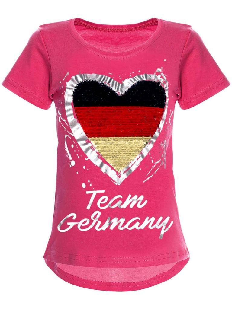 Girls Reversible Sequins Germany T-shirt with Heart World Cup 2018