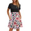 Women's Fashion Casual Loose Round Neck Short Sleeve Printed Pocket Dresses