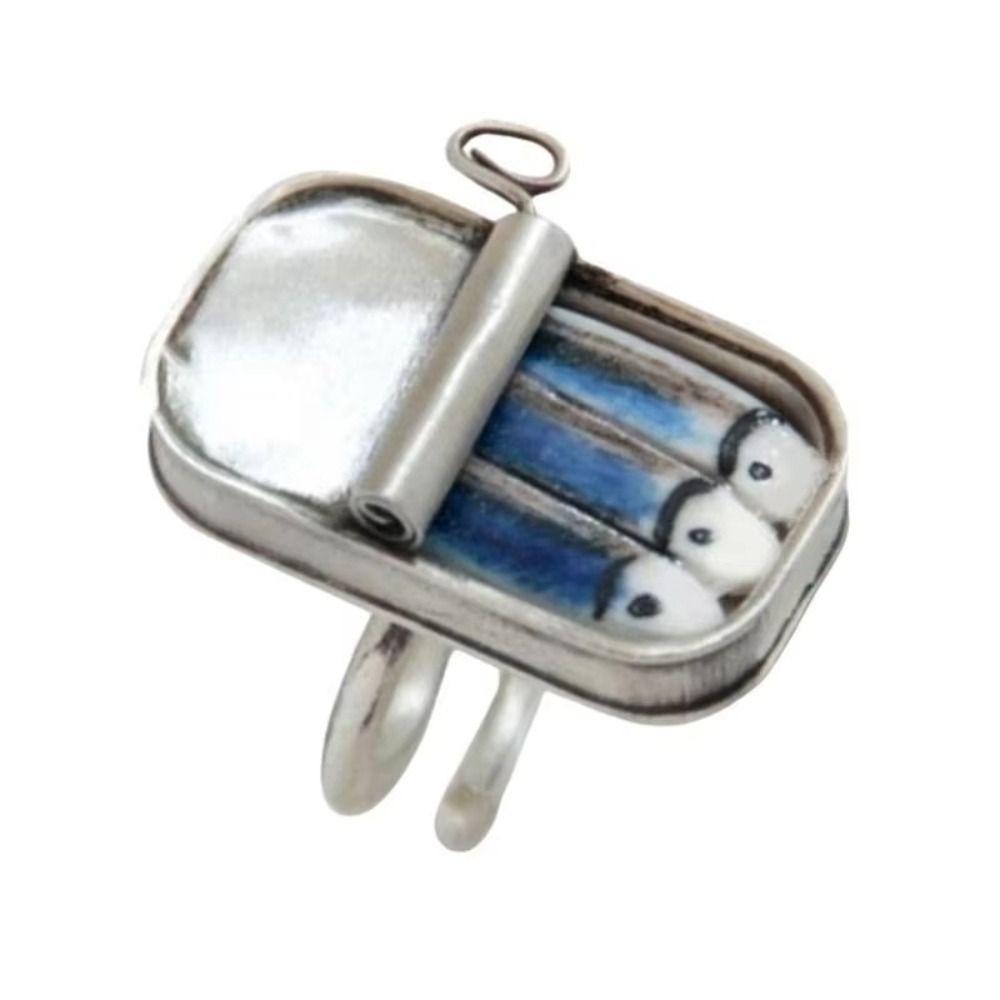 Unique Sardine Can Rings Punk Fun Rings Fashionable Sardines Finger Ring Collection