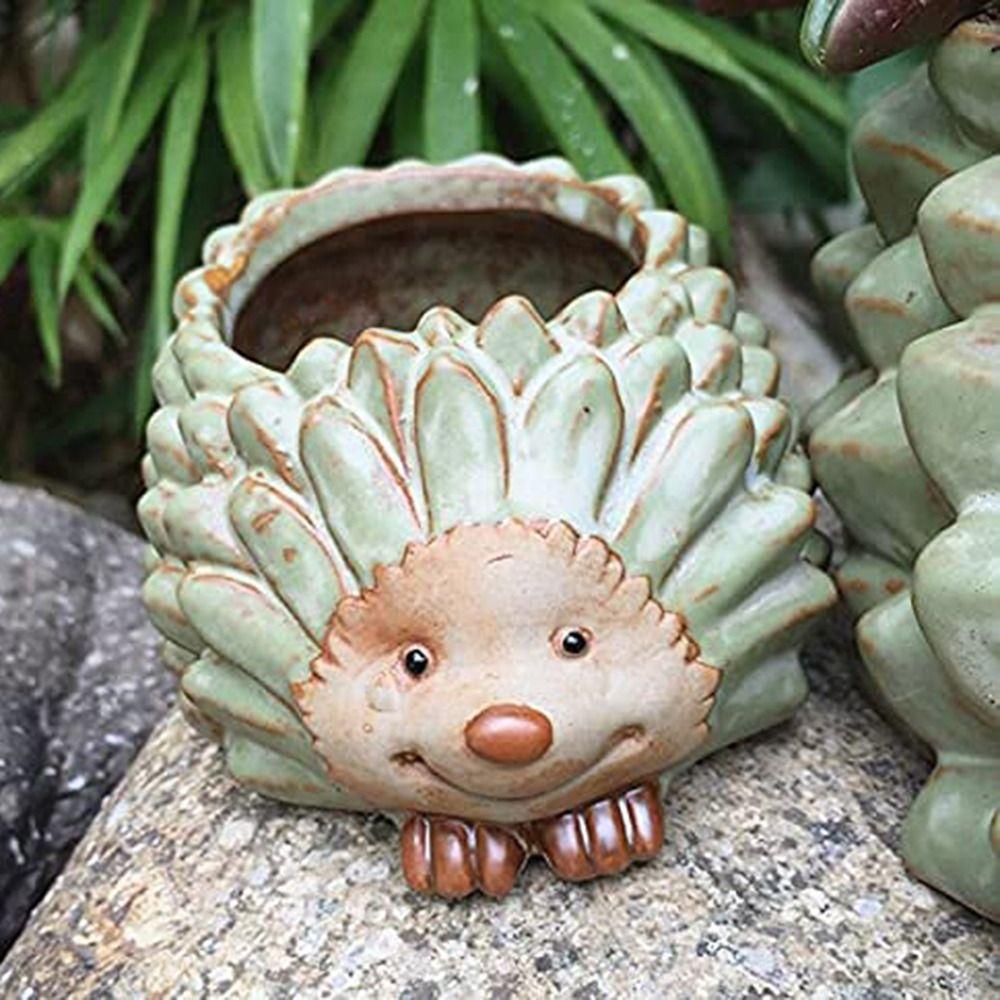 Милый мультяшный животный кашпо Маленький горшок для суккулентов Настольный декор Кашпо-ежик Офис