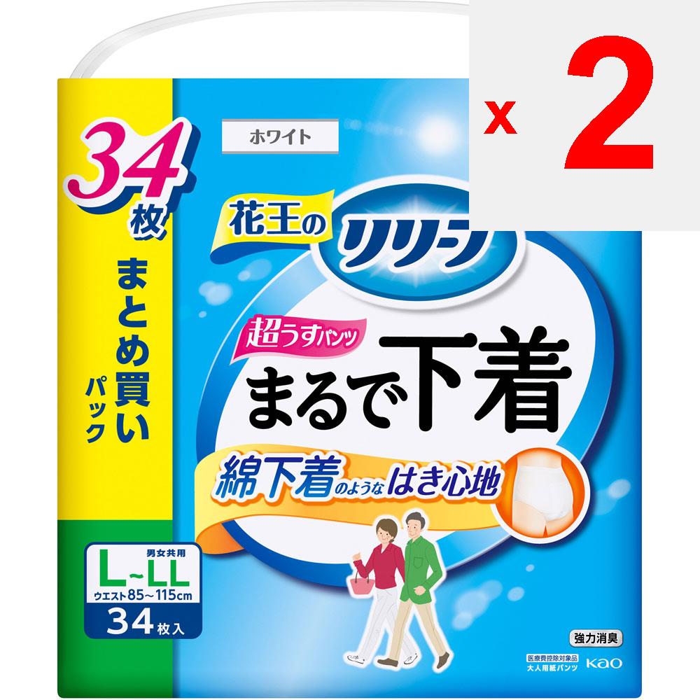 KAO Трусы Relief Тип - Нижнее белье - 2 порции - Розовые - M 34 шт.. Тонкие подгузники для взрослых: Тип брюк Тонкий тип