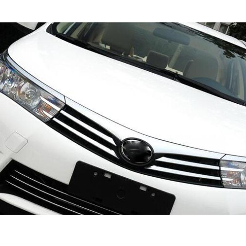 Для Toyota Corolla Altis 2014 2015 2016 Стайлинг кузова автомобиля Накладка Детектор Хромированная отделка ABS Передняя верхняя решетка Решетка Решетки Накладки на фары Брови