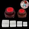 Ornament Home Decoration Square Glass Holder Wood Pedestal Crystal Sphere Base Transparent Support