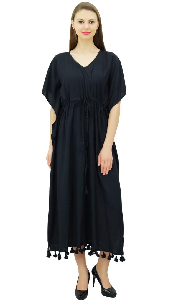 Bimba Женский длинный макси кимоно кафтан вискозный ночной халат с кисточками и завязками