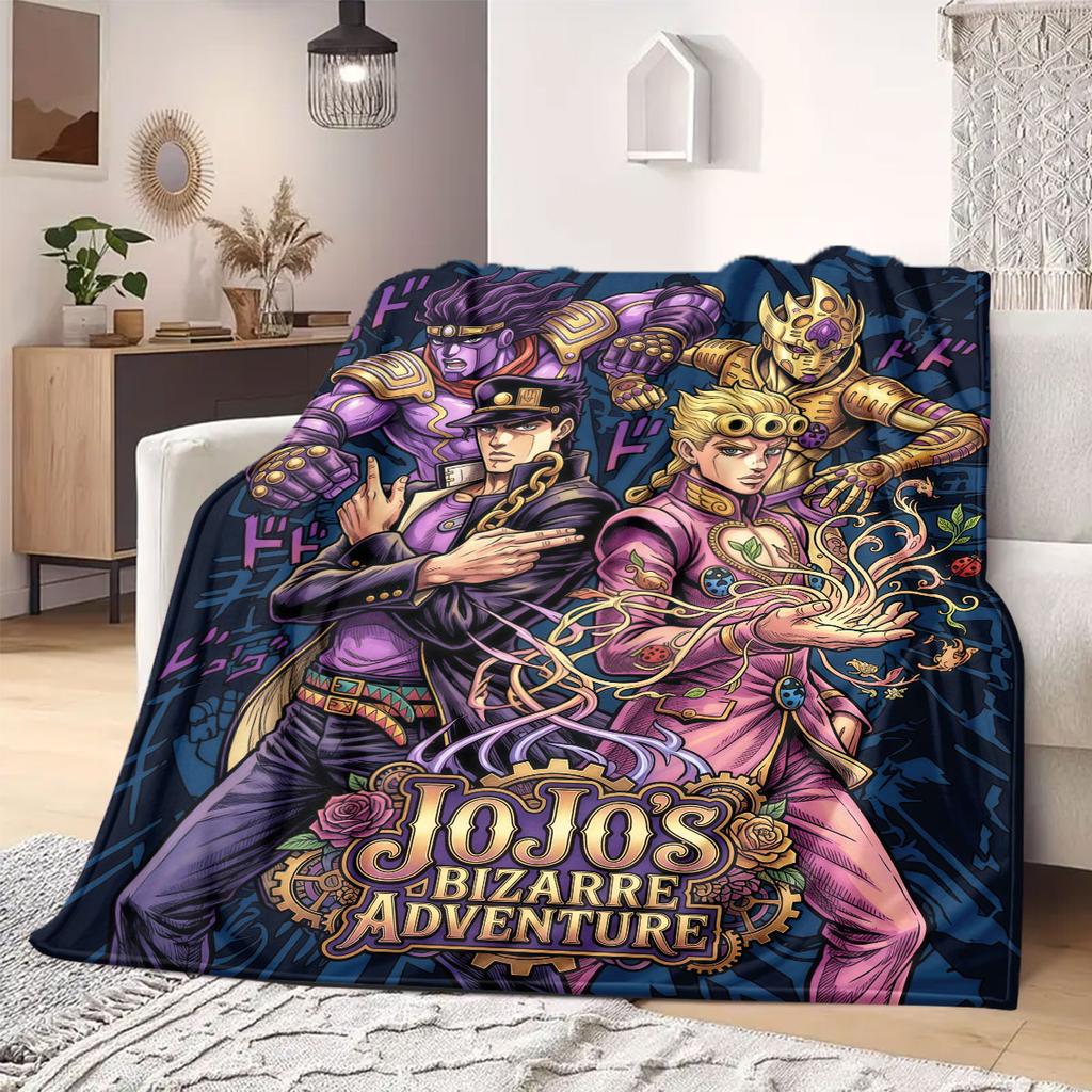Фланелевое одеяло с принтом JoJo's Bizarre Adventure, Постельное белье в мультяшном стиле для дивана, Уютный домашний декор, Плед для путешествий и пикника_LIAN