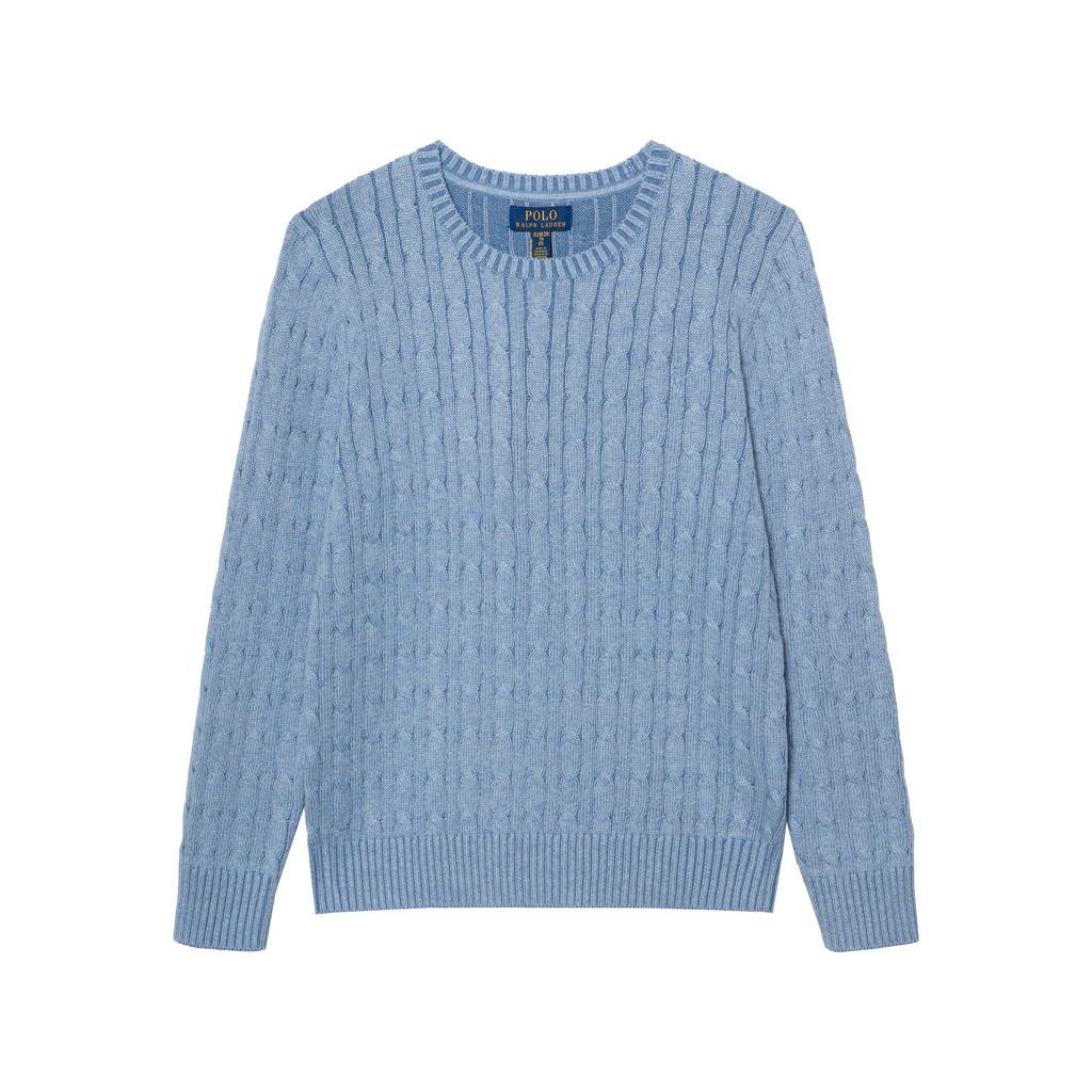 Свитер Polo Ralph Lauren с вышивкой пони, хлопковый, с круглым вырезом, косами, длинным рукавом, для детей, детский свитер 323702674-507