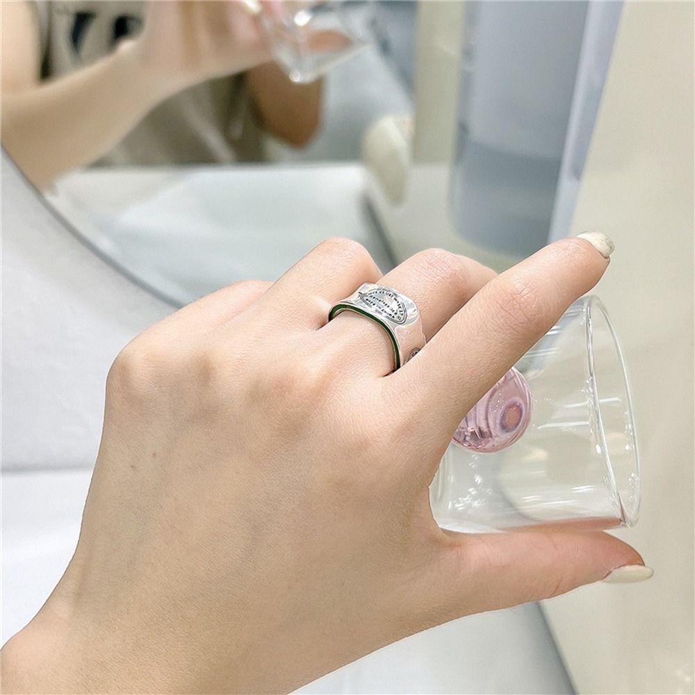 Ring Green Stripe Wavy Pattern Women Opening Ring Korean Style Ring Fashion Jewelry Vintage Ring