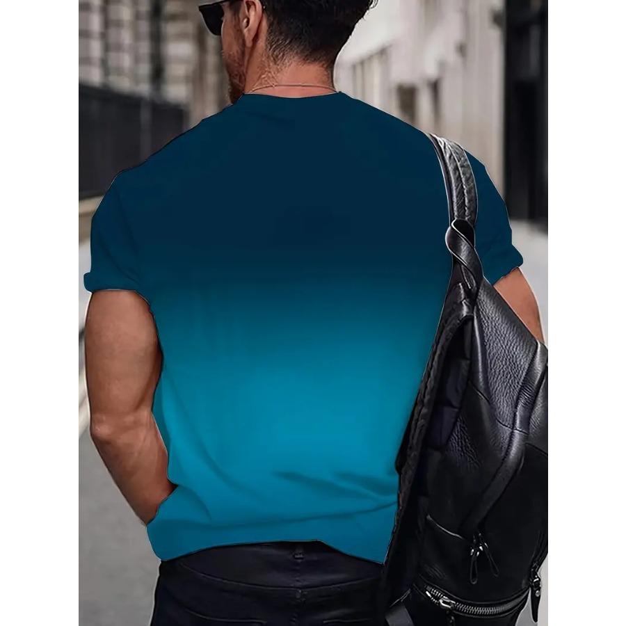 Vibrant Gradient King Graphic Print T-Shirt - Short Sleeve Crew Neck Casual Breathable Moisture-Wicking Summer Outdoor Essential for Men