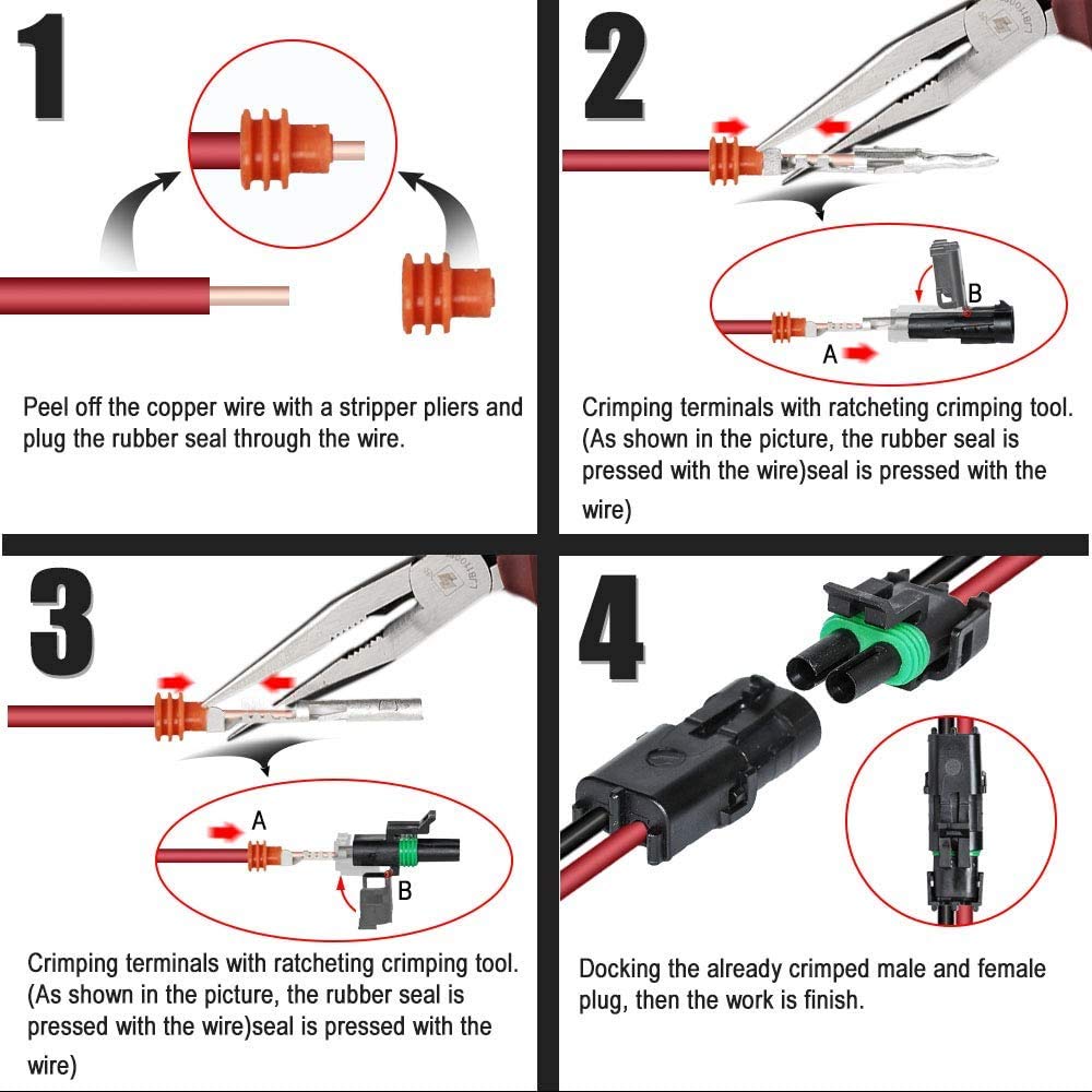 GTIWUNG 10 комплектов 2-полюсных 2-контактных водонепроницаемых соединителей, водонепроницаемый соединительный комплект, корпус из нейлона PA66 2,5 мм