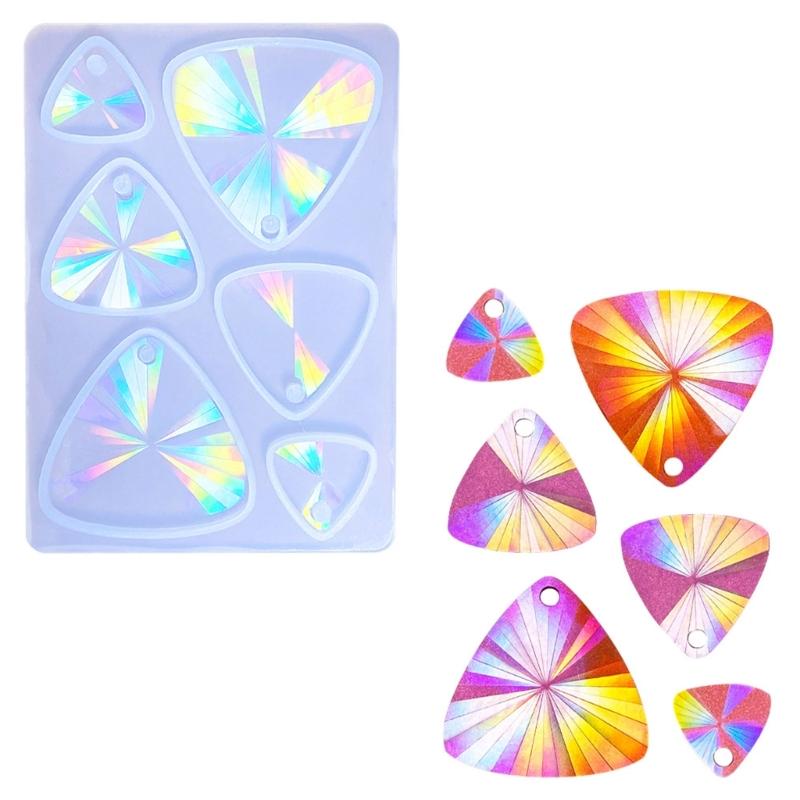 Holographic Resin Silicone Mold DIY Triangle Earrings Keychain Pendant Mould Light and Shadow Crystal Epoxy Molds Crafts
