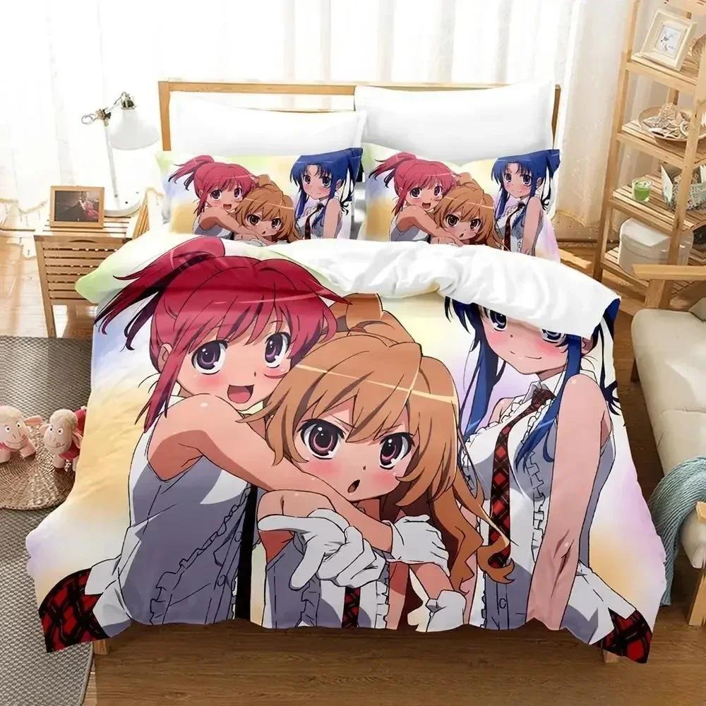 Одеяло Новый Набор Постельного Белья Toradora Мультяшное Аниме Трех peças Набор Взрослый Ребенок Спальня S 3D Кавайи Девочки Постельное Белье Двуспальное